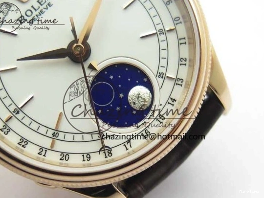 MiroTime 0320 Cellini 50535 Moonphase RG GMF Best Edition White Dial on Brown Leather Strap A Lightweight 2634